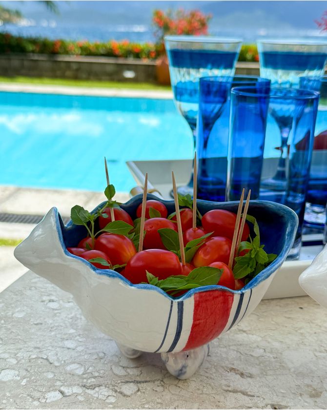 Bowl Caracol Listrado fundo Azul M - St Tropez