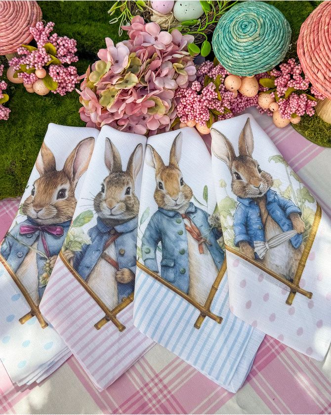 Conj 4 guardanapos Bunny Hug