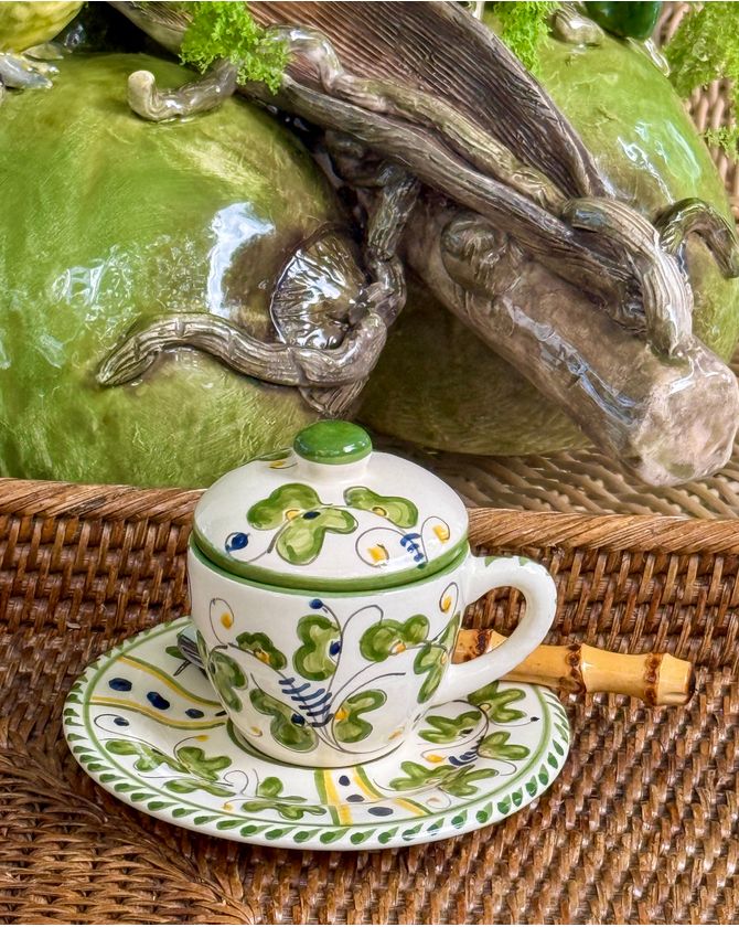 Xícara de café com tampa Taormina - verde e branca