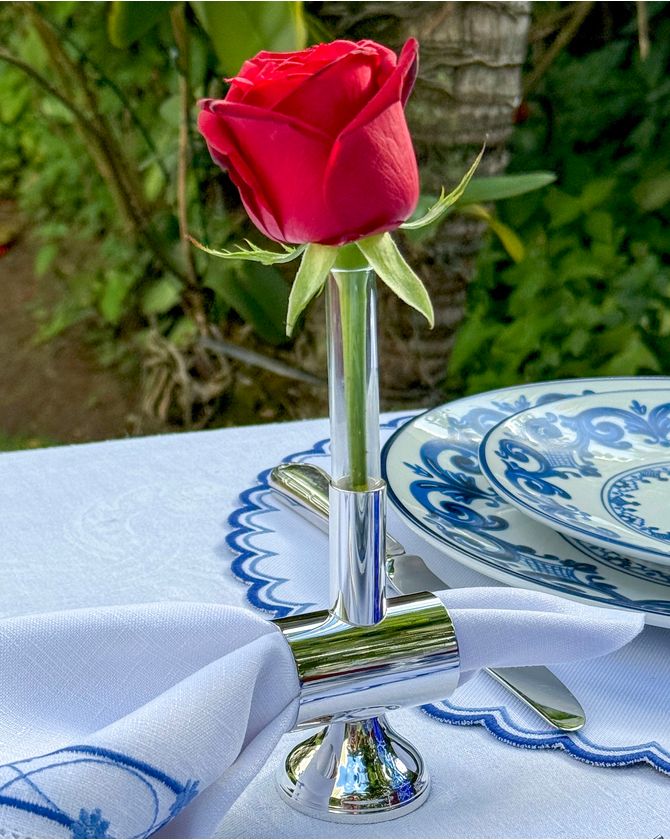 Porta Guardanapo Prata Vasinho C/ Vidro Para Flor