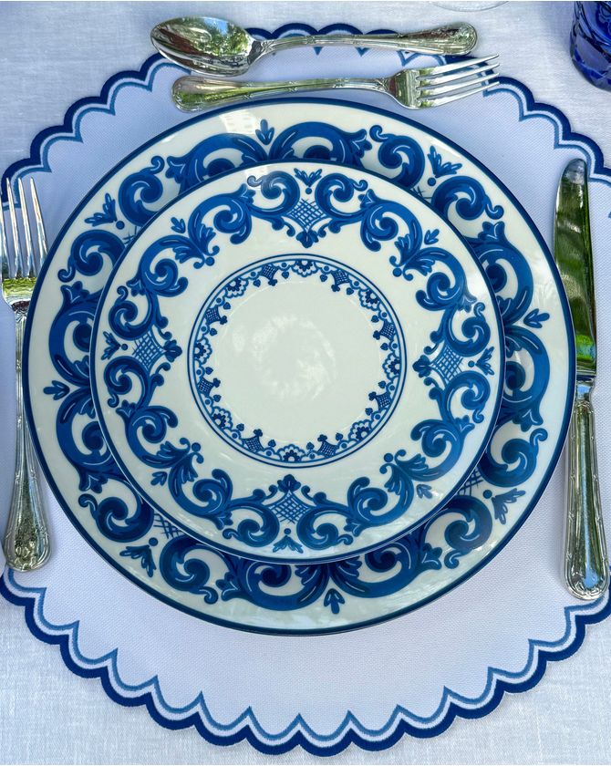 Prato sobremesa porcelana estampa Vila Azur