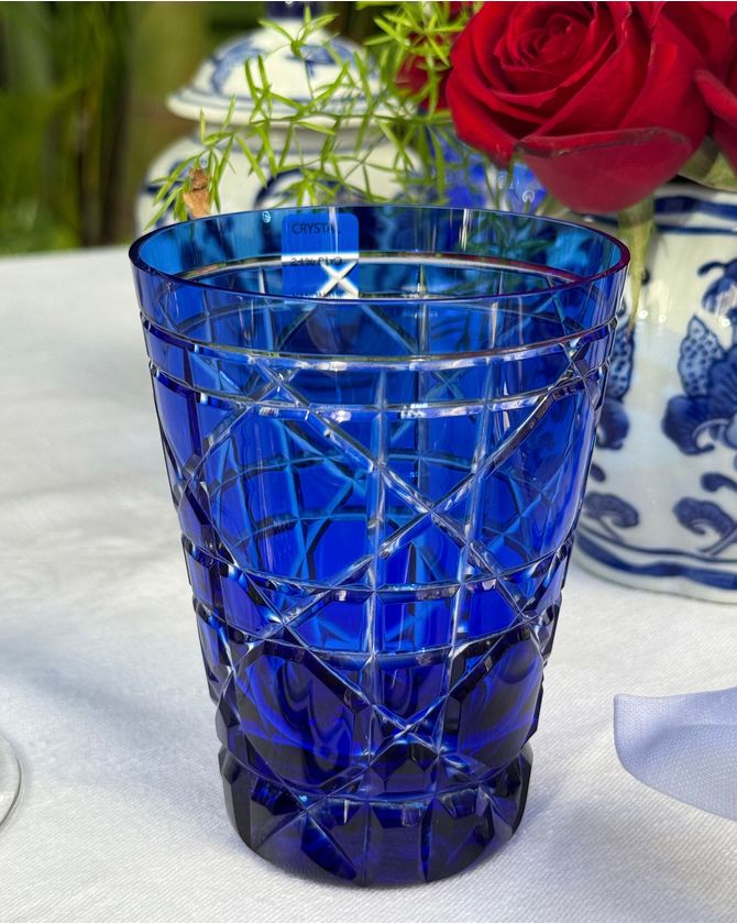 Copo alto cristal Cannage Dior - azul escuro