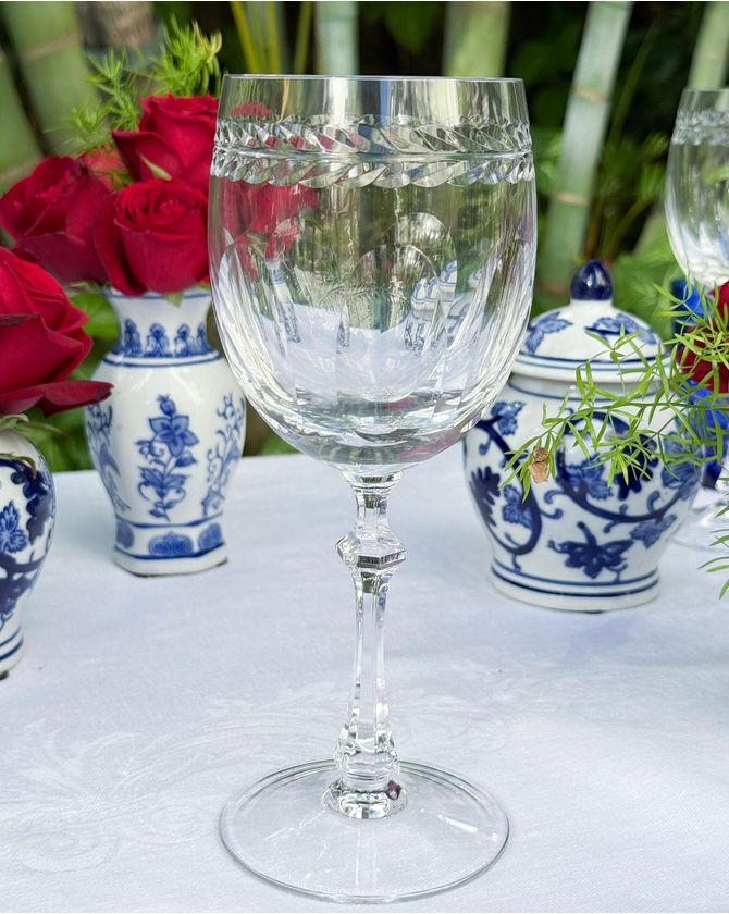 Taça vinho cristal lapidada hera (conj 6)