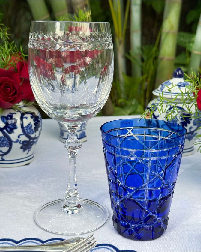 Taça vinho cristal lapidada hera (conj 6)