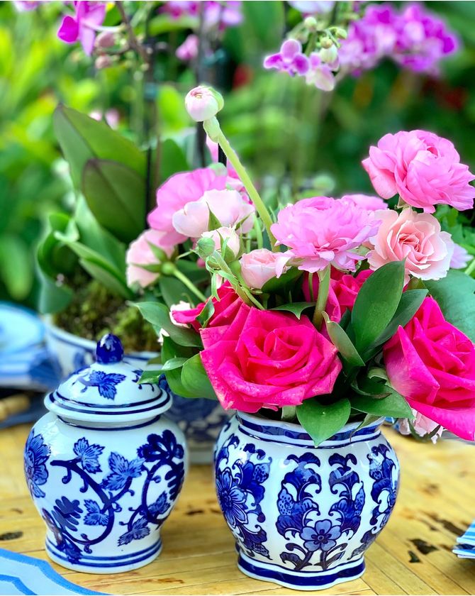Potiche Mini Porcelana Azul E Branco Riviera