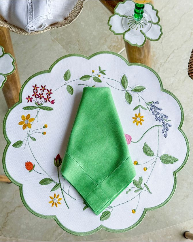 Guardanapo linho aquarela - verde vegano