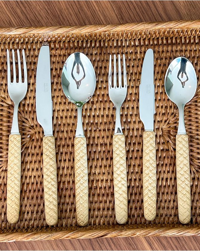 Set talheres 1 lugar Neva trançado - bege (6pcs)