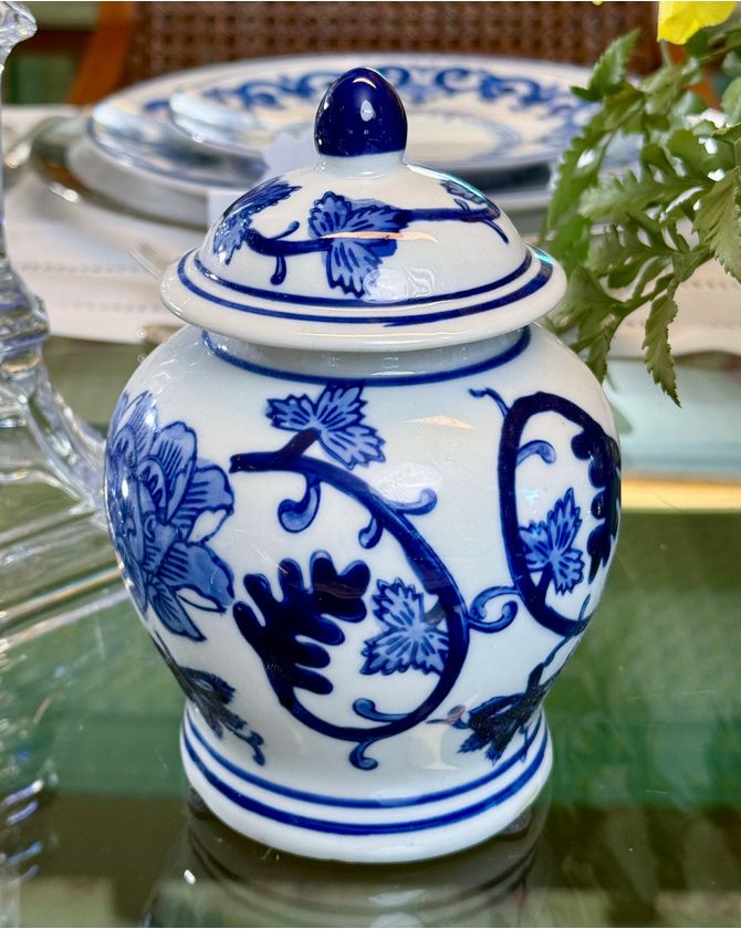 Potiche Mini Porcelana Azul E Branco Riviera