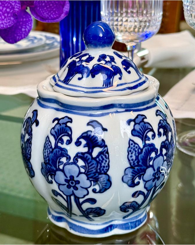 Potiche P Porcelana Azul E Branco Riviera Gominho