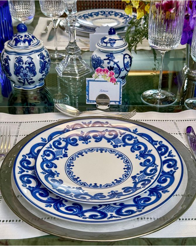 Prato sobremesa porcelana estampa Vila Azur