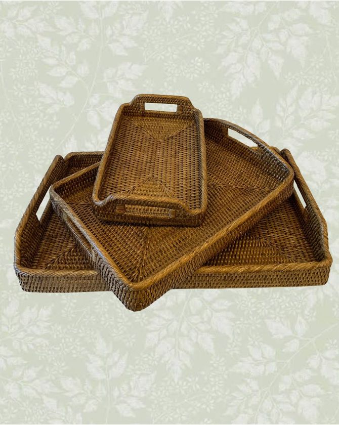 Bandeja Retangular Rattan P 30X20Cm