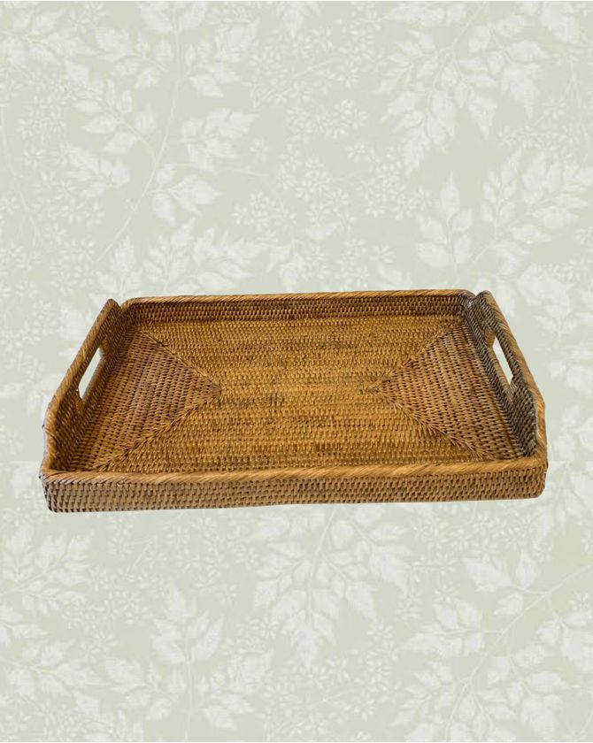 Bandeja Retangular Rattan G - 52X34Cm