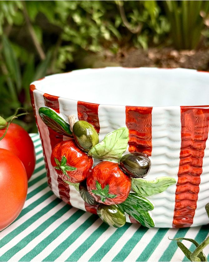 Cachepot listrado tomate relevo - Rosso Pomodoro