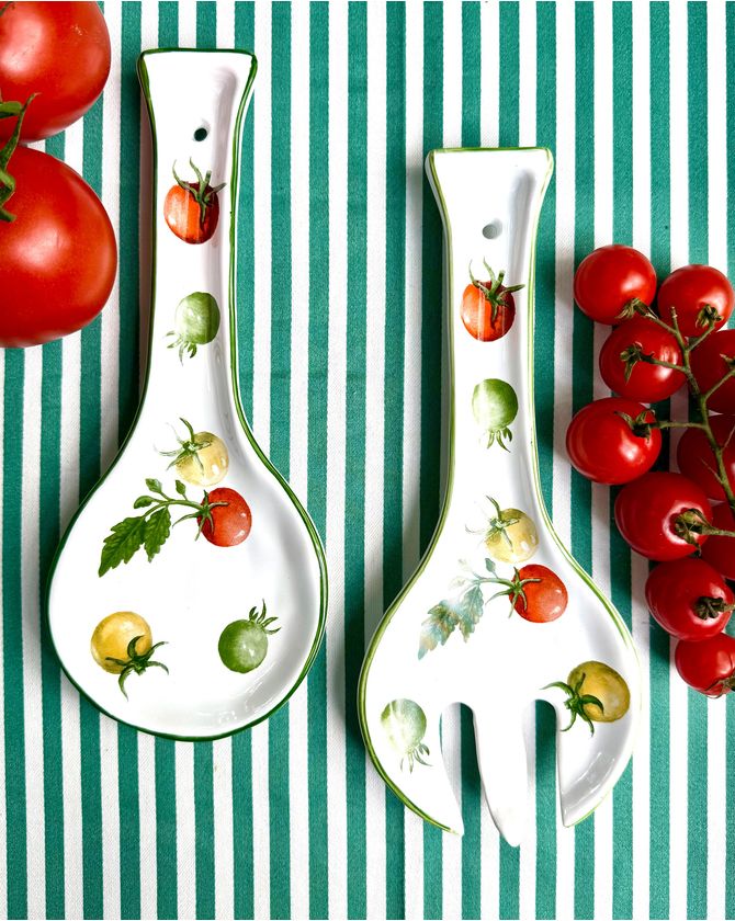 Conjunto talher de salada cerâmica Rosso Pomodoro