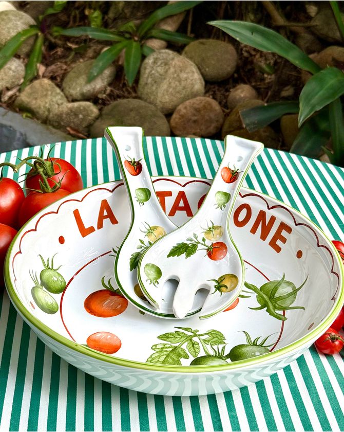 Conjunto talher de salada cerâmica Rosso Pomodoro