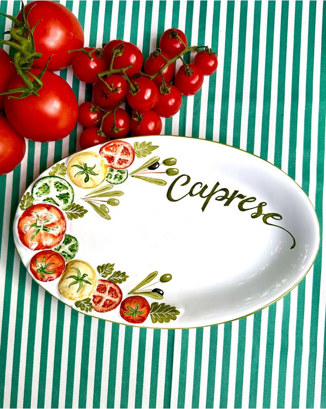 Travessa oval Caprese relevo - Rosso Pomodoro