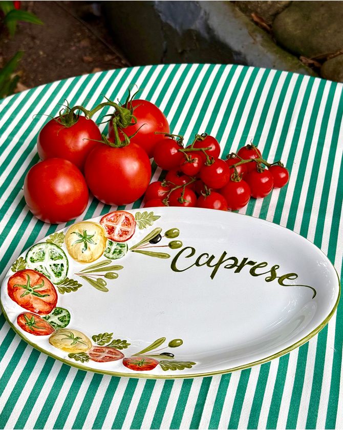 Travessa oval Caprese relevo - Rosso Pomodoro