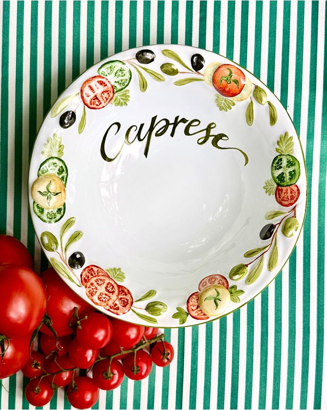 Travessa redonda funda Caprese relevo - Rosso Pomodoro