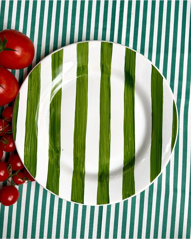 Prato raso listra larga verde - Rosso Pomodoro