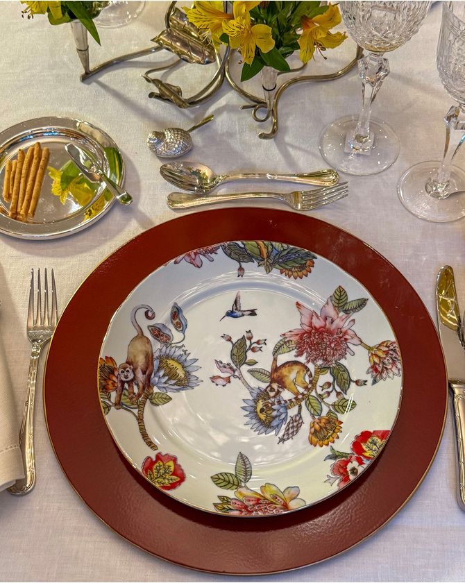 Conj 6 pratos rasos porcelana Botanic
