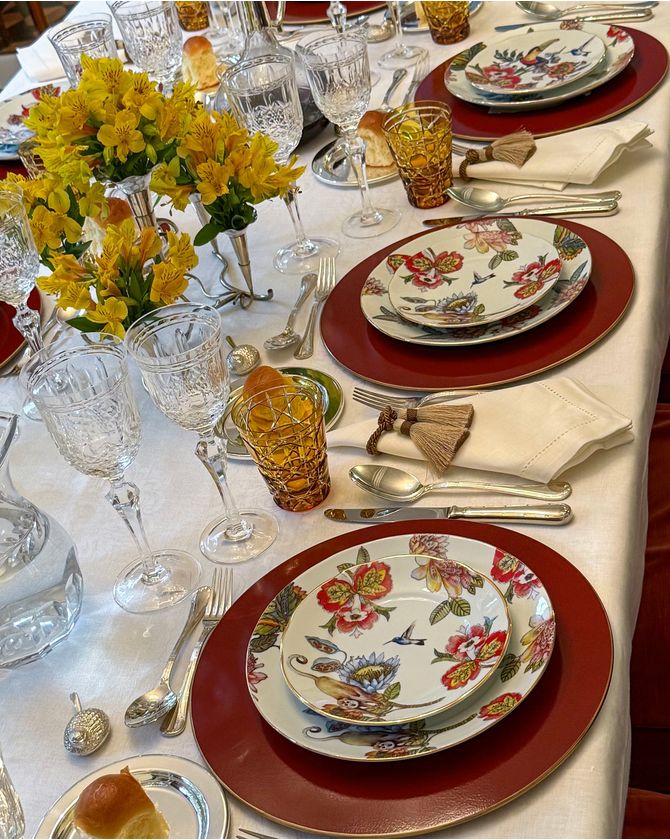 Conj 6 pratos rasos porcelana Botanic