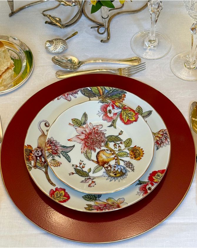 Conj 6 pratos sobremesa porcelana Botanic