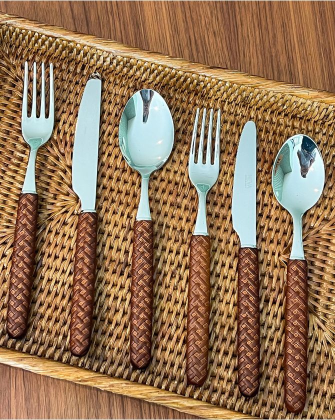 Set talheres 1 lugar Neva trançado - marrom (6pcs)