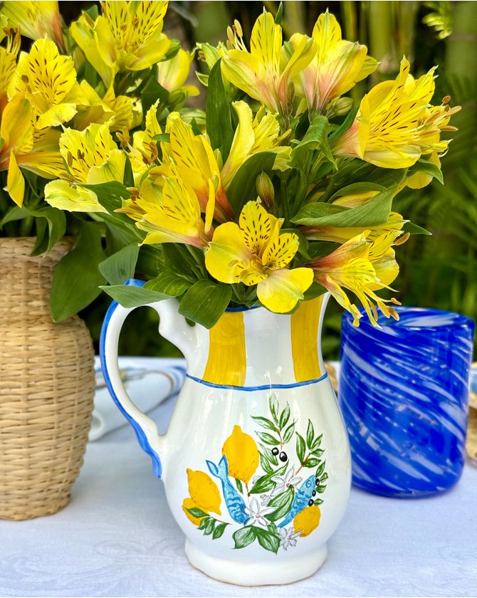 Jarra mini listrada limão Taormina - amarelo